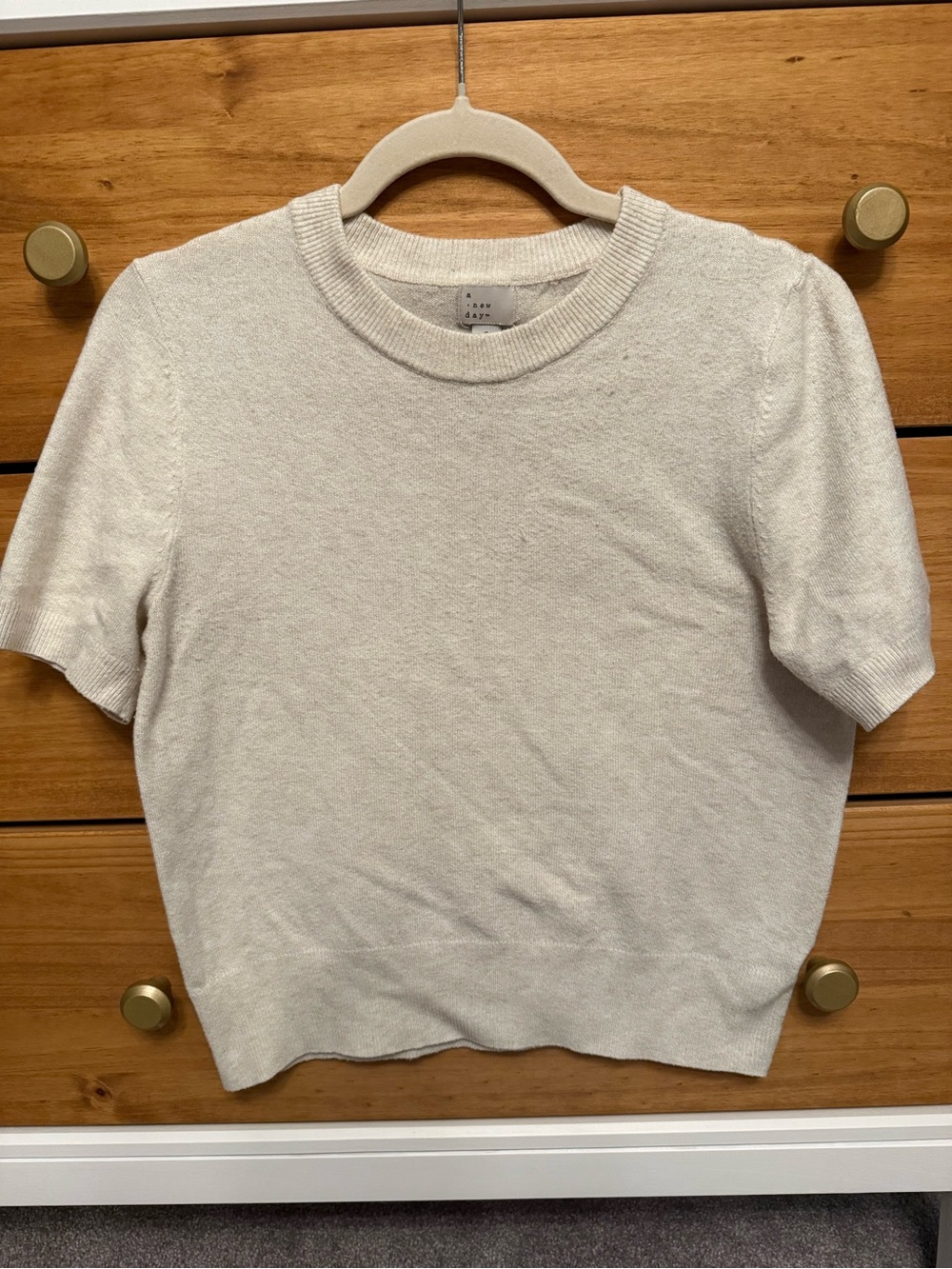 a new day Cream Ribbed Crewneck Knit Top